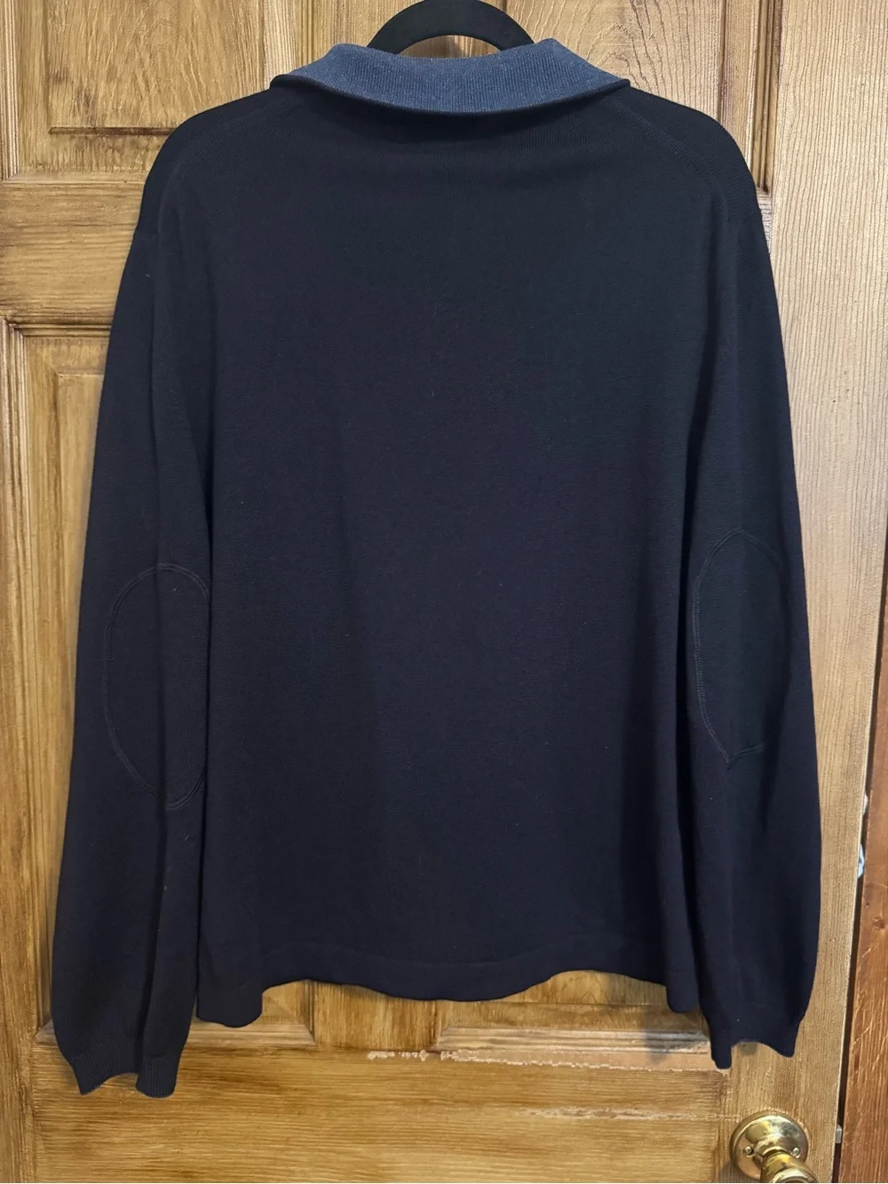 Banana Republic Men's Black Half-Zip Sweater with Blue Trim